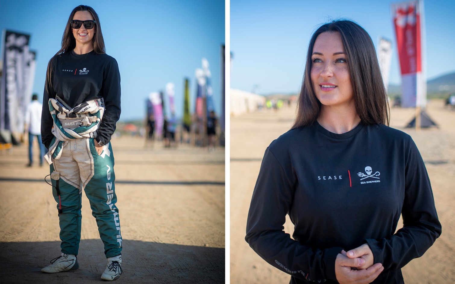 Sarah Price, Racing driver wear SEASE x Sea Shepherd.