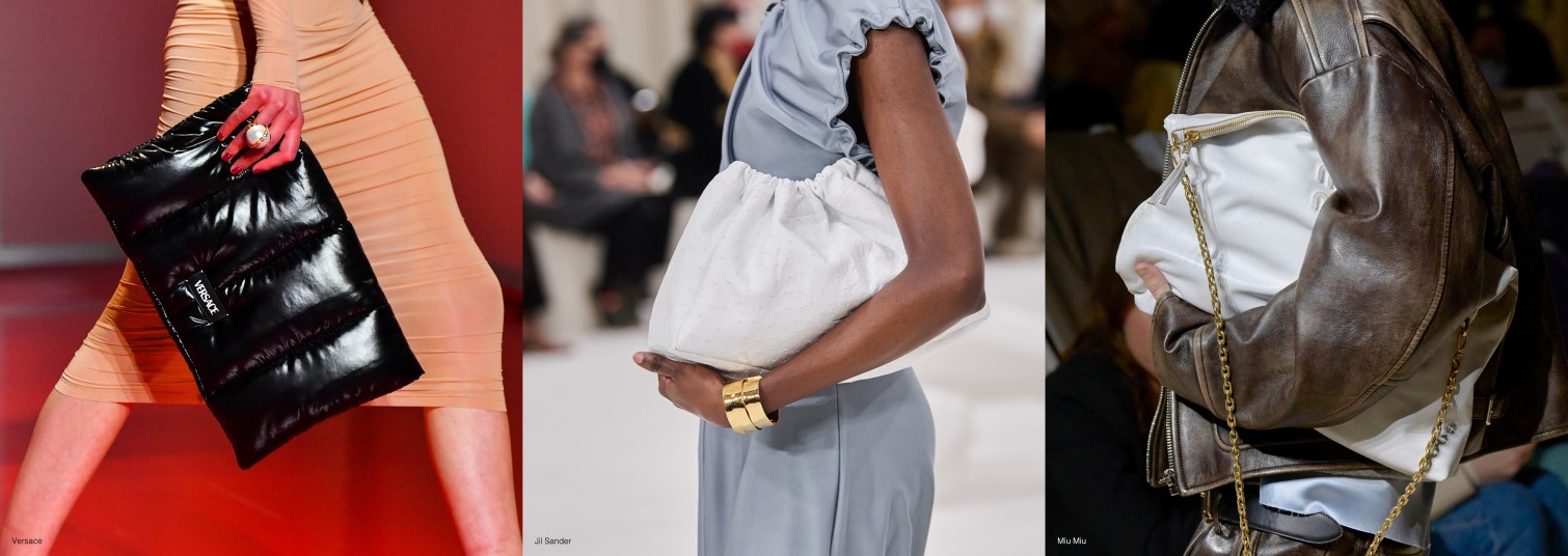 Soft volume handbags: runway looks