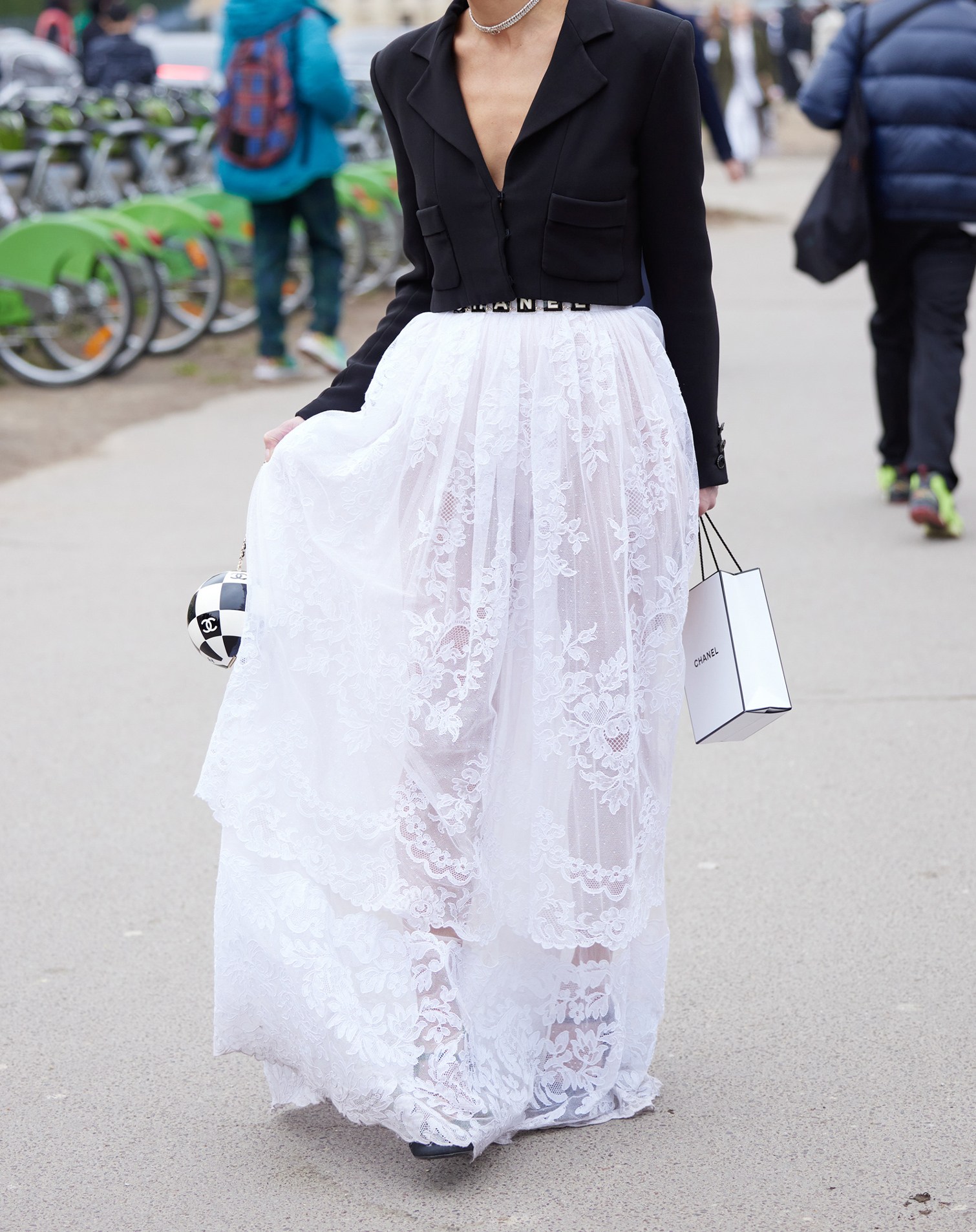 lace white long skirt