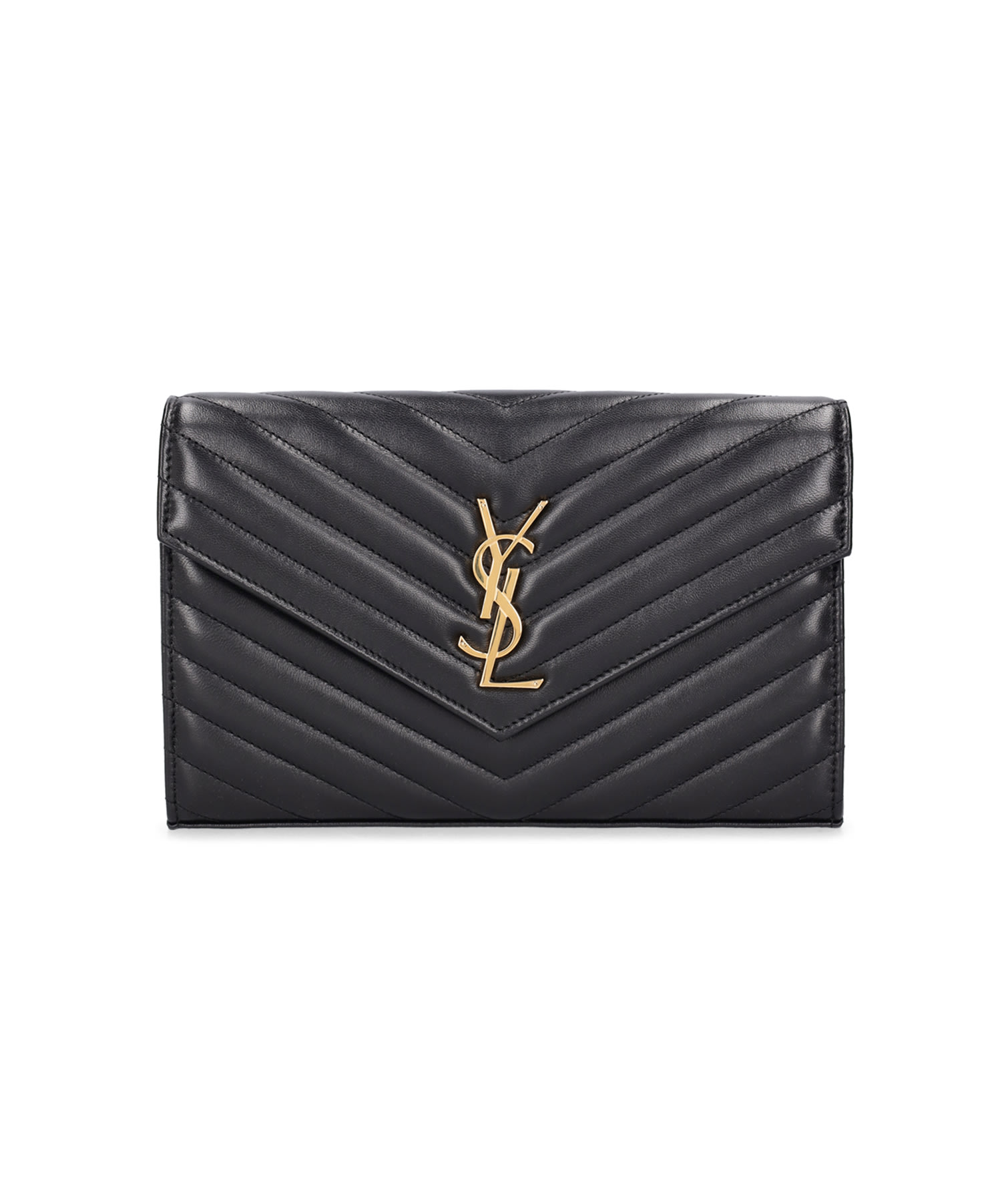 Saint Laurent Cassandre bag black leather with gold logo