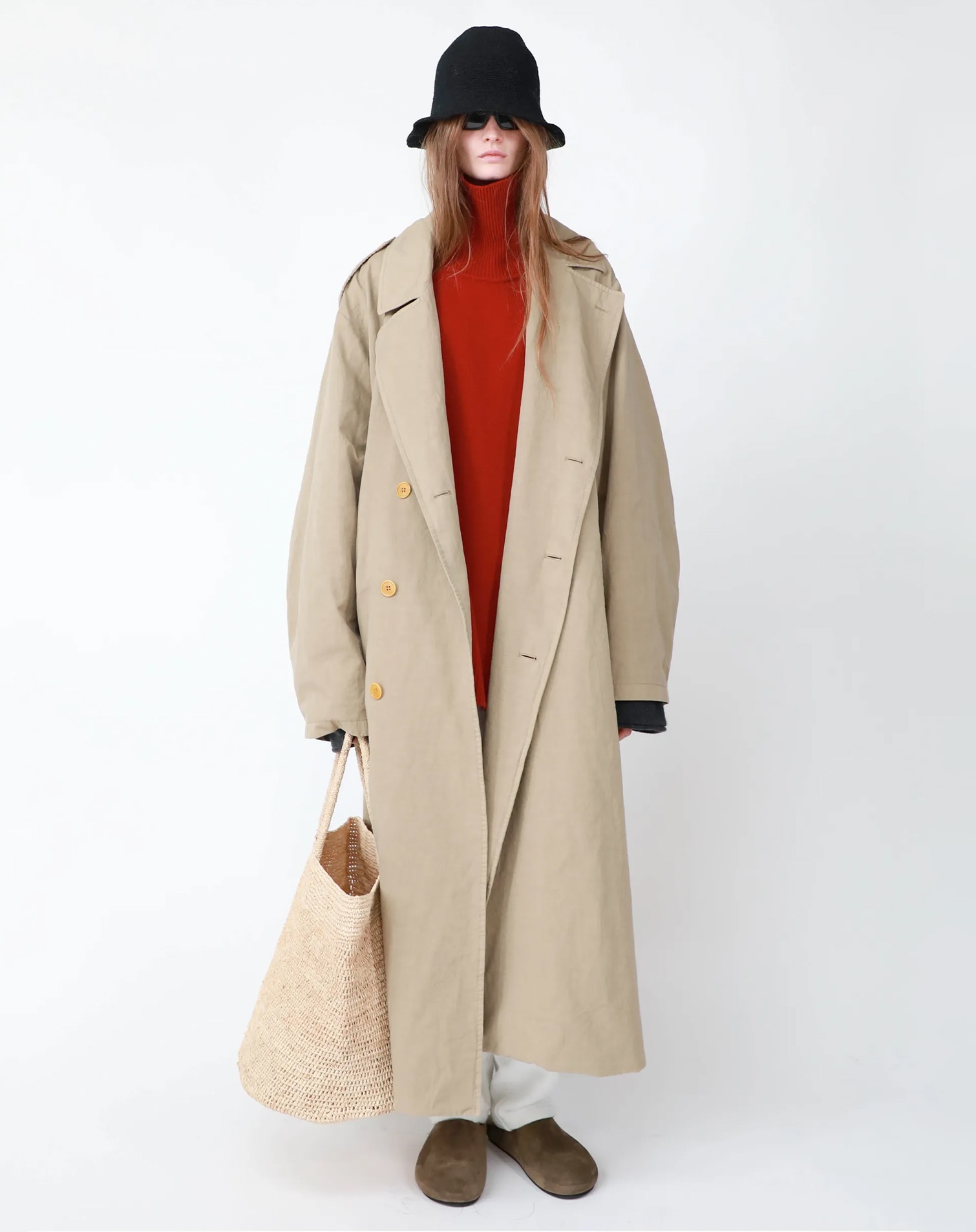 Long Camel Trench Coat