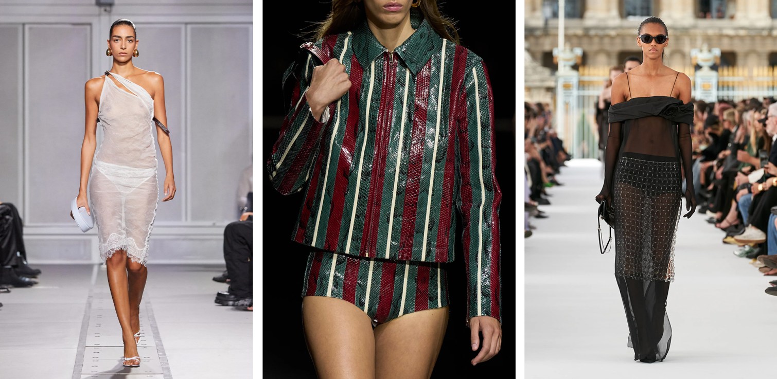 Sheer dresses and hot pants on the runways