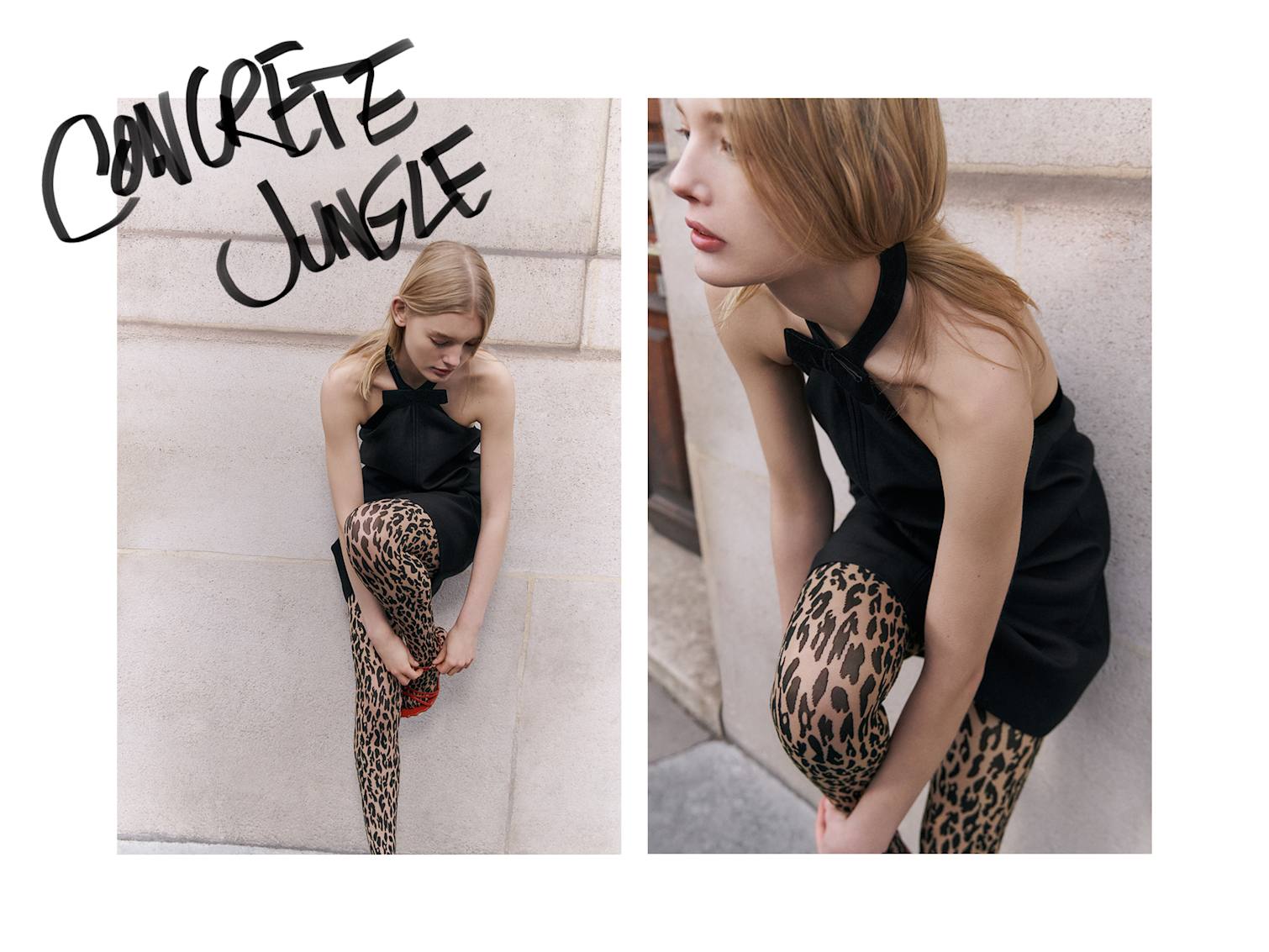 Girl lifts foot to tie shoes. Wearing Tom Ford wool & silk crepe halter neck top and Marni 105mm red leather sandals.