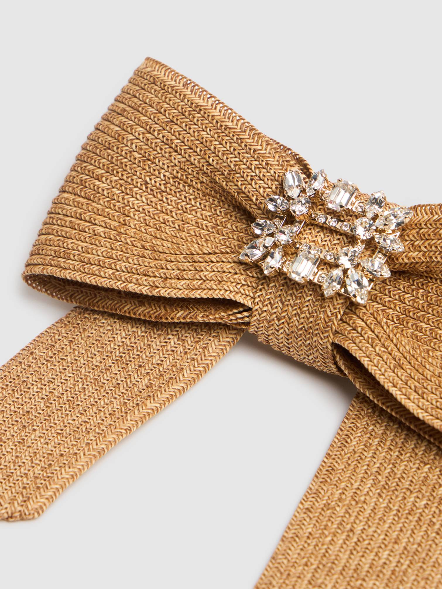 Roger Vivier crystal-embellished bow detail in gold-tone fabric